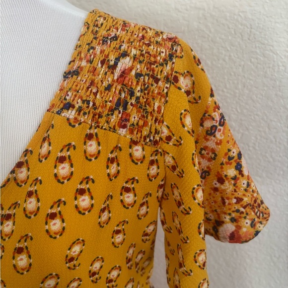 Yellow Flutter Sleeve Wrap Midi Dress - Picture 5 of 11